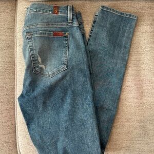 7 For All Mankind Women's Distressed Denim Skinny Jeans